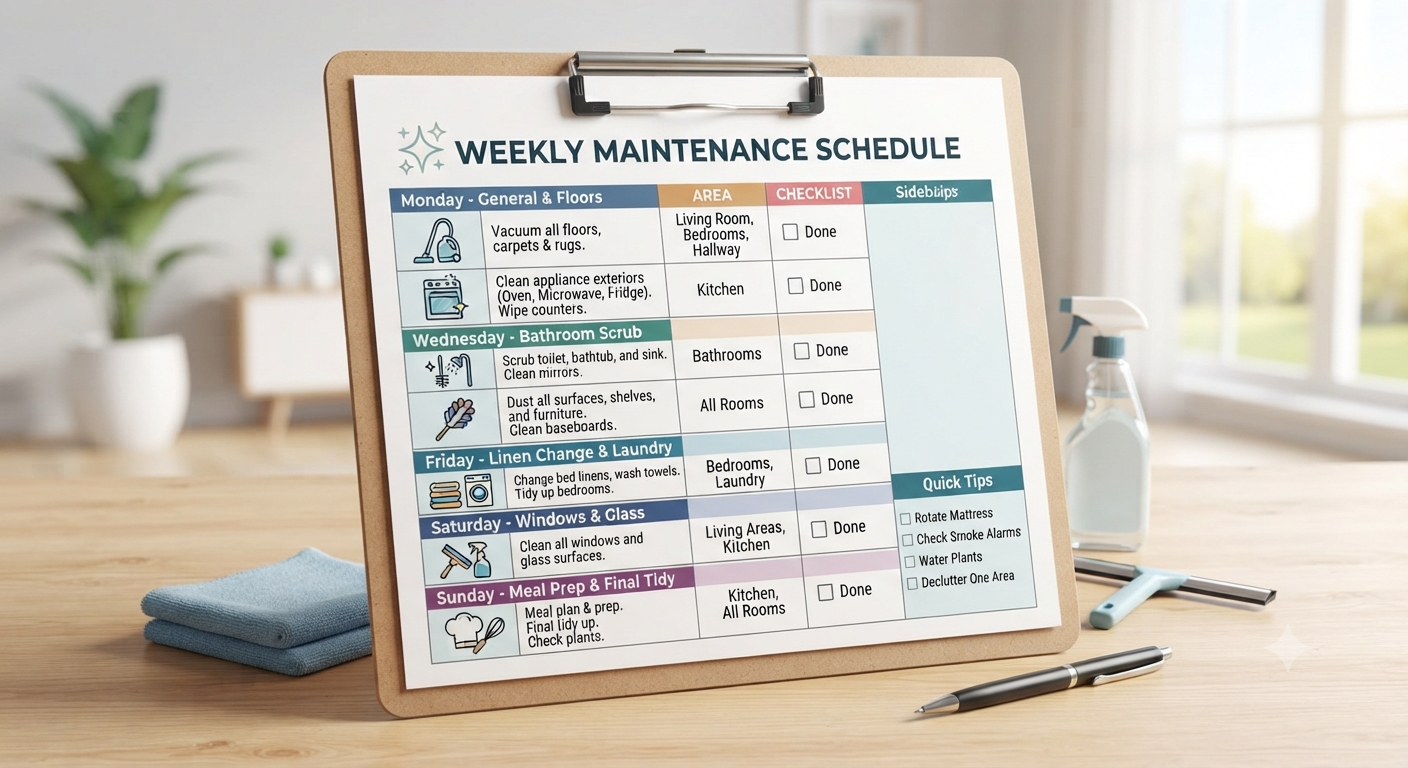 Weekly maintenance schedule